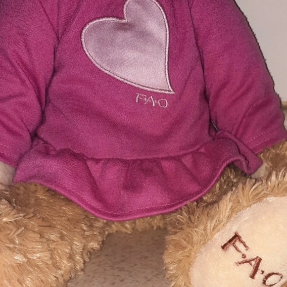 FAO Schwarz Toys R Us Teddy Bear Plush Stuffed Animal in Pink Heart Dress 2012 - Picture 4 of 5